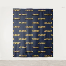 Comic Book Celebrate Pattern Navy Foto Hintergrund Wandteppich