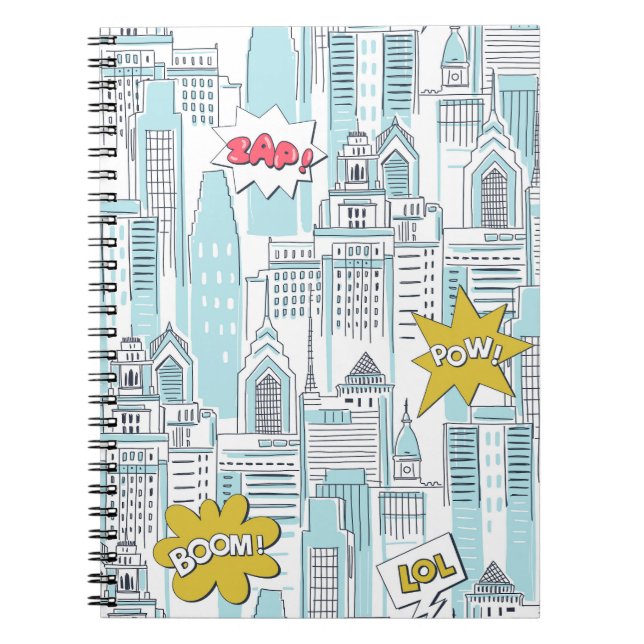 Comic Book City: Vintages Muster Notizblock (Vorderseite)