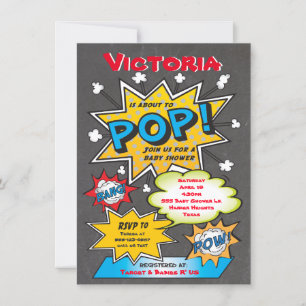 Comic Book Couples Baby Shower Invitations