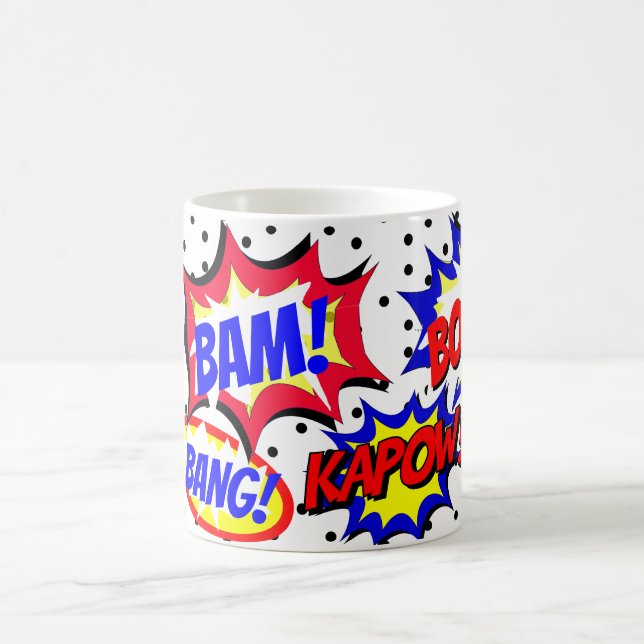 Comic Book Custom Speech Bubbles Black Dots Kaffeetasse (Mittel)
