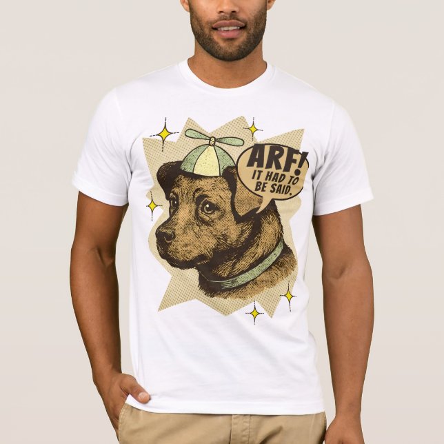 Comic book dog puppy propeller hat custom wording T-Shirt (Vorderseite)