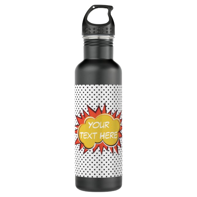 Comic Book Explosion Custom Text Bubble Edelstahlflasche (Vorderseite)