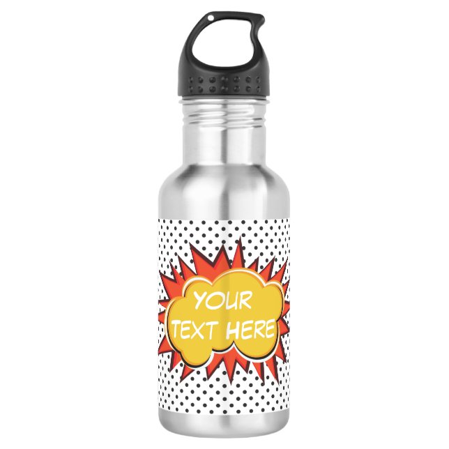 Comic Book Explosion Custom Text Bubble Edelstahlflasche (Vorderseite)
