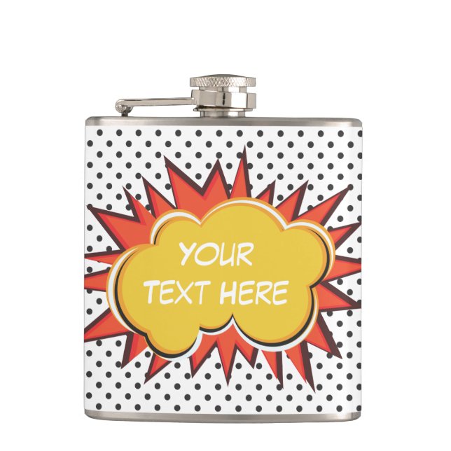 Comic Book Explosion Custom Text Bubble Flachmann (Vorderseite)