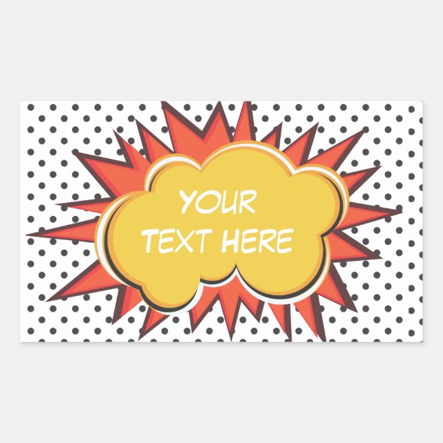 Comic Book Explosion Custom Text Bubble Rechteckiger Aufkleber (Vorderseite)