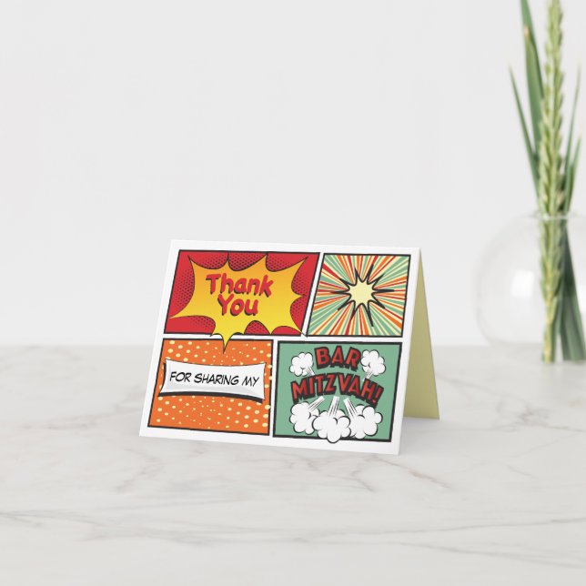 COMIC BOOK FANTASY Bar Mitzvah Dankeschön Karte (Vorderseite)