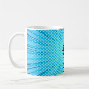 Comic-Book gegen Hintergrund, klassischer Pop-Art- Kaffeetasse