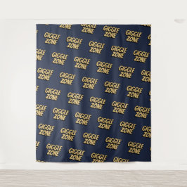 Comic Book Giggle Zone Text Navy Foto Hintergrund Wandteppich