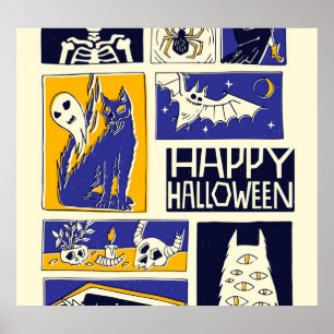 Comic Book Halloween Illustration Poster