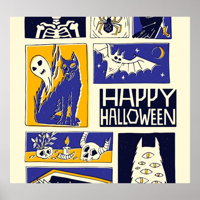 Comic Book Halloween Illustration Poster (Vorne)
