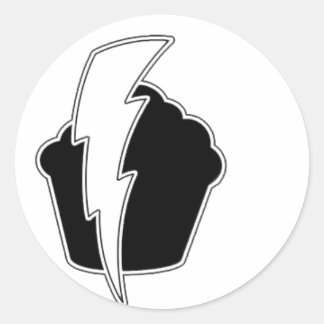 Comic Book Lightning Cupcake Runder Aufkleber