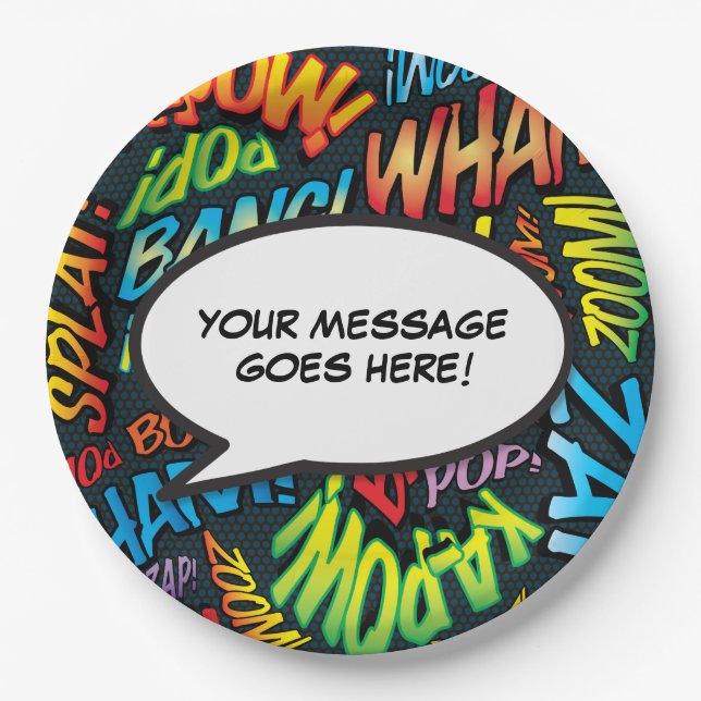 Comic Book Modern Fun Speech Bubble Pappteller (Vorderseite)