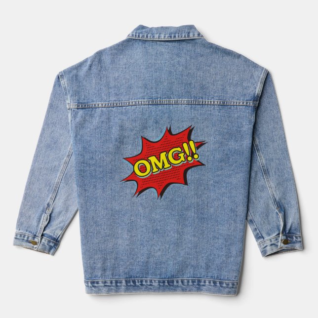 Comic Book OMG Exclamation Speech Blase Jeansjacke (Rückseite)