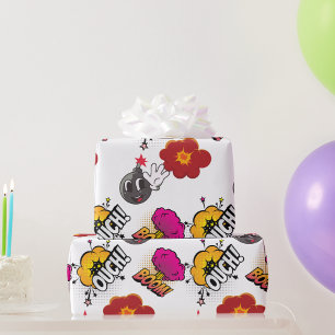 Comic-Book-Pop-Art-Boom-Auch-Weißes-Geschenk Geschenkpapier