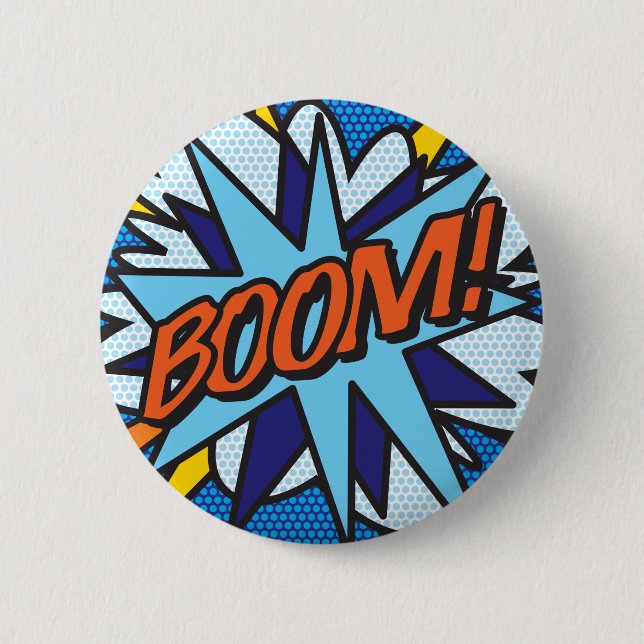 Comic Book Pop Art BOOM! Button (Vorderseite)