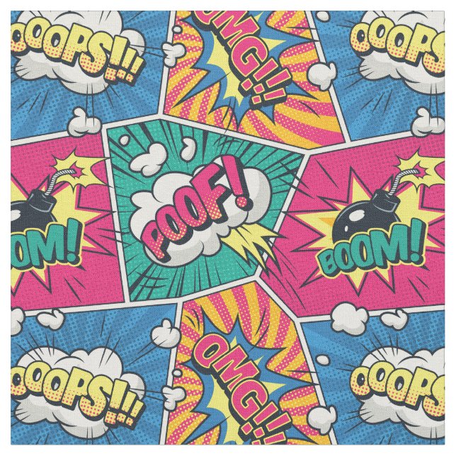 Comic Book Pop Art Fabric Stoff (Nahaufnahme)
