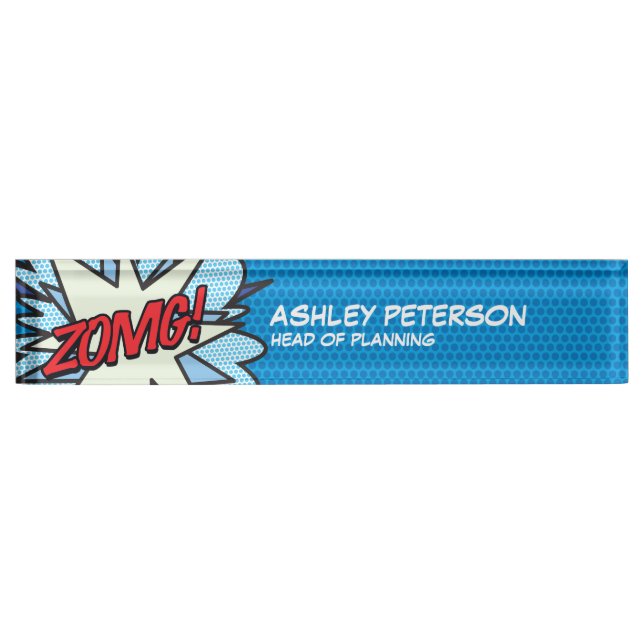 Comic Book Pop Art Flash ZOMG Namensplakette (Vorderseite)