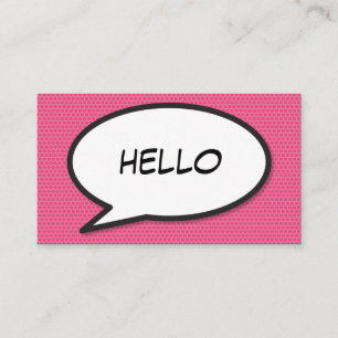 Comic Book Pop Art HALLO Pink Visitenkarte