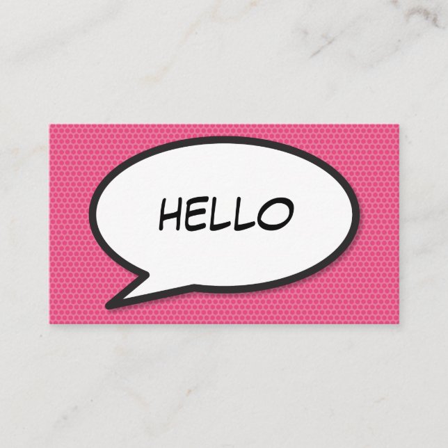 Comic Book Pop Art HELLO Pink Visitenkarte (Vorderseite)