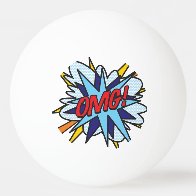 Comic Book Pop Art OMG Tischtennisball (Rückseite)