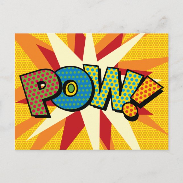 Comic Book Pop Art POW Ankündigungspostkarte (Vorderseite)