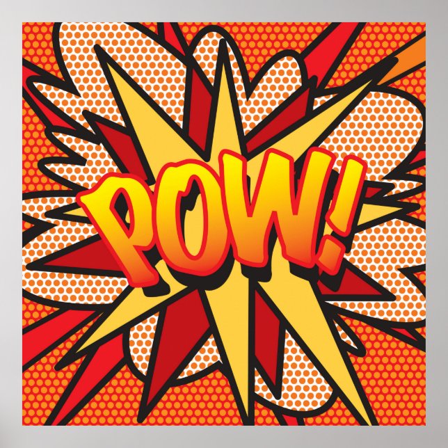 Comic Book Pop Art POW Superhero Poster (Vorne)
