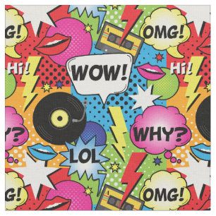 Comic Book Pop Art Retro Cartoon Muster Stoff