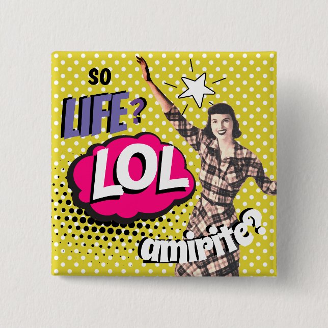 Comic-Book-Pop-Art-Retro-Dame-Lustig Button (Vorderseite)
