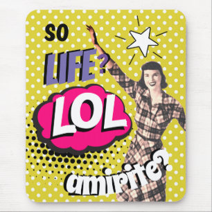 Comic-Book-Pop-Art-Retro-Dame-Lustig Mousepad