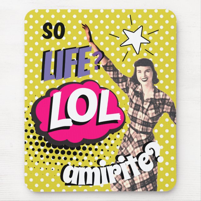 Comic-Book-Pop-Art-Retro-Dame-Lustig  Mousepad (Vorne)