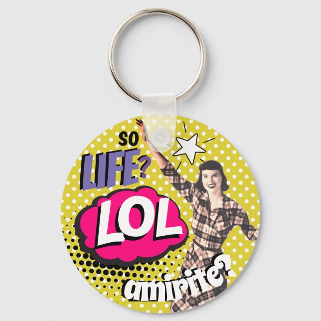 Comic Book Pop Art Retro Lady Funny  Schlüsselanhänger (Vorderseite)