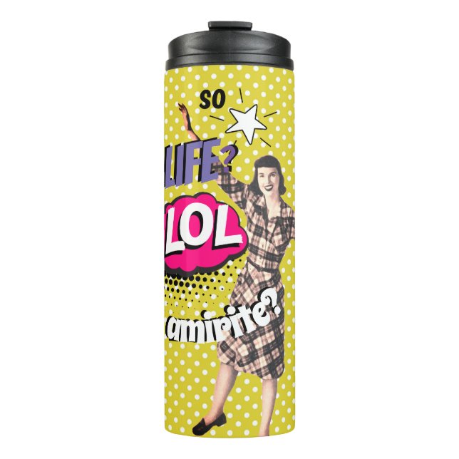 Comic Book Pop Art Retro Lady Funny Thermosbecher (Vorderseite)