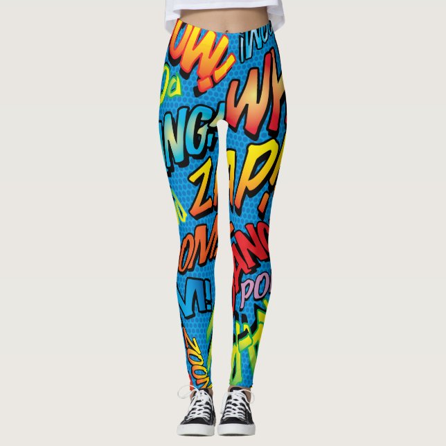 Comic Book Pop Art Sounds Leggings (Vorderseite)