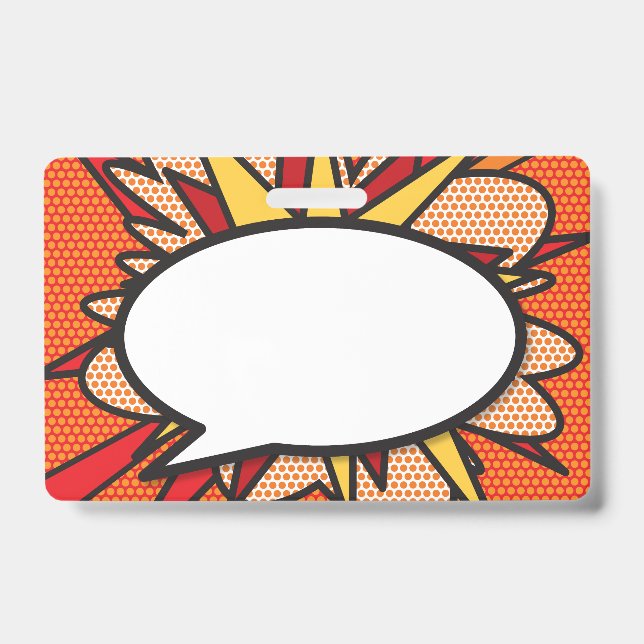 Comic Book Pop Art Speech Blase Ausweis (Vorderseite)