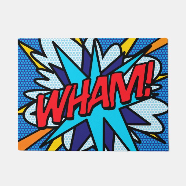 Comic Book Pop Art WHAM Superheld Fußmatte (Vorderseite)