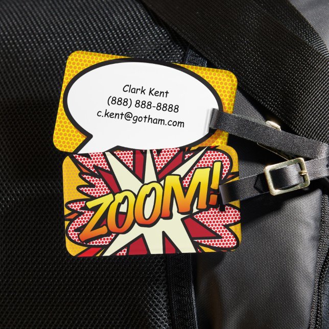 Comic Book Pop Art ZOOM! personalisiert Gepäckanhänger (Comic Book Pop Art ZOOM Personalized Luggage Tag)