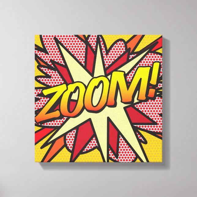Comic Book Pop Art ZOOM Superheld Leinwanddruck (Vorderseite)