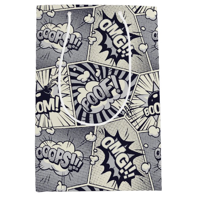 Comic Book Speech Bubble Geschenktasche Mittlere Geschenktüte (Vorderseite)