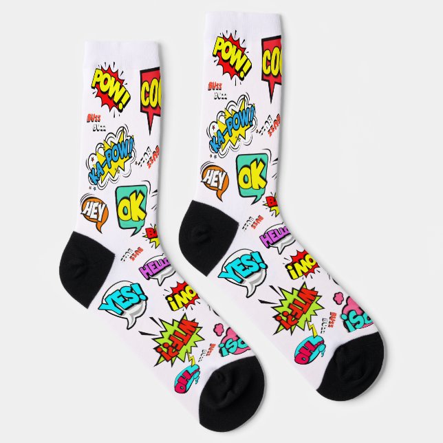 Comic Book Speech Bubble Socks - Lebhaft & spieler Socken (Rechts)