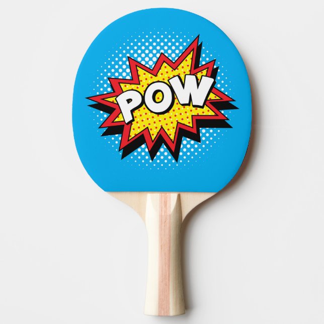 Comic Book Style Colorful POW Tischtennis Schläger (Vorderseite)