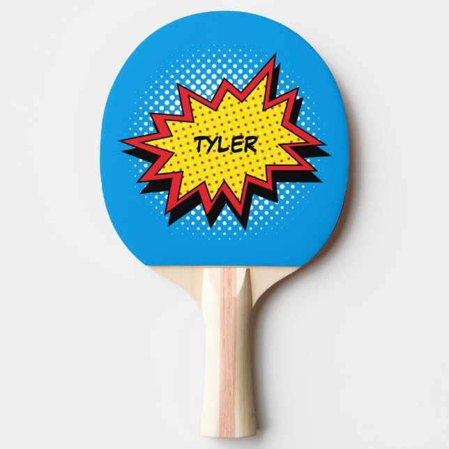 Comic Book Style Farbname Tischtennis Schläger (Vorderseite)