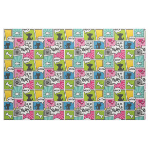 Comic Book Style Pet Muster Stoff