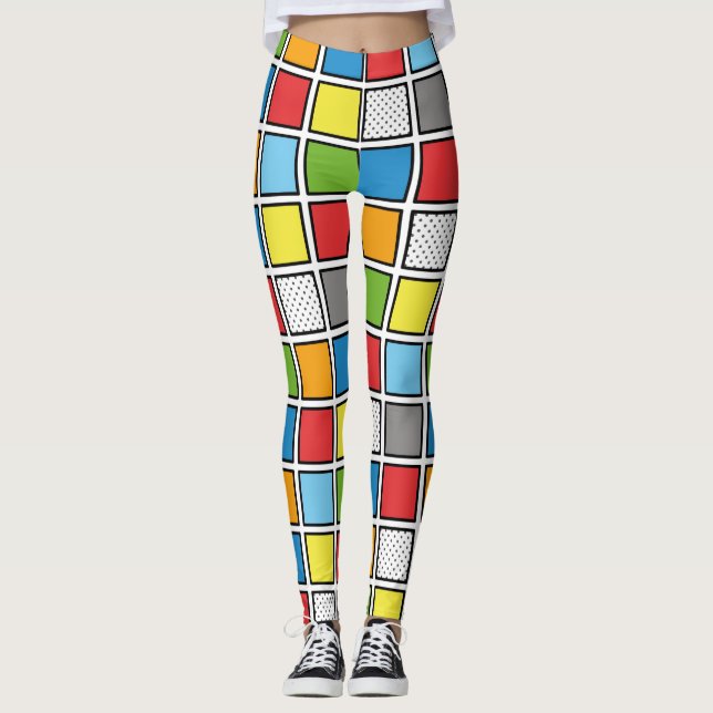 Comic Book Style Squares Leggings (Vorderseite)