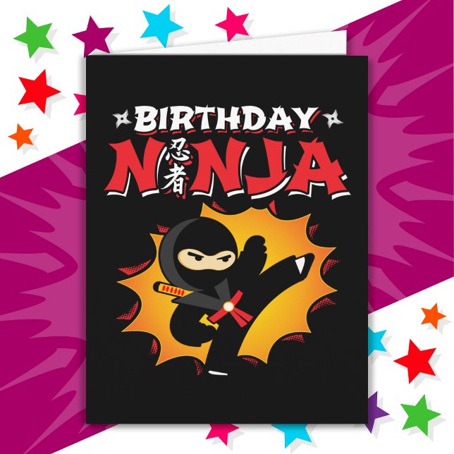 Comic Book Style Super Party Geburtstag Ninja Karte (Von Creator hochgeladen)