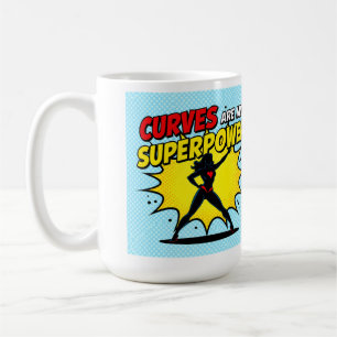 Comic Book Style Superhero Woman with "CURVES ARE Kaffeetasse