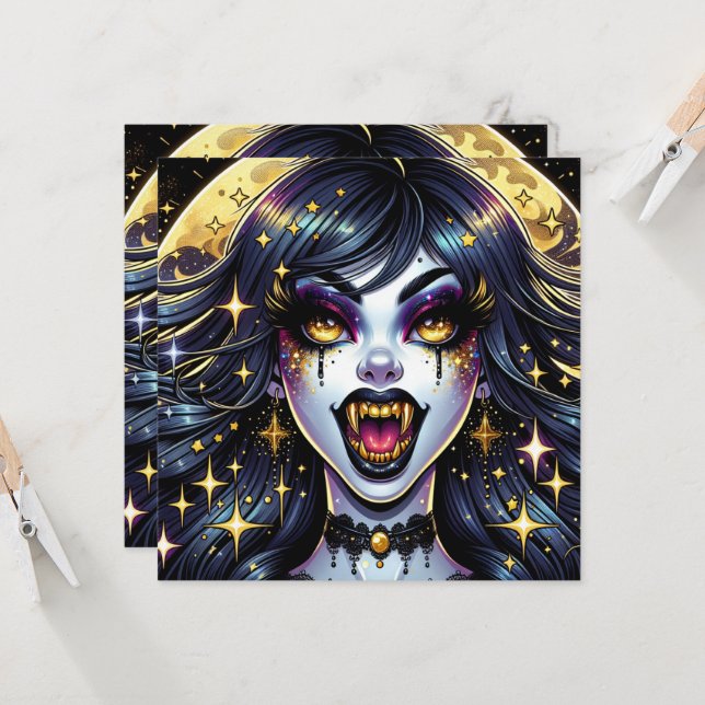 Comic Book Style Vampire Halloween-Party (Vorderseite/Rückseite Beispiel)