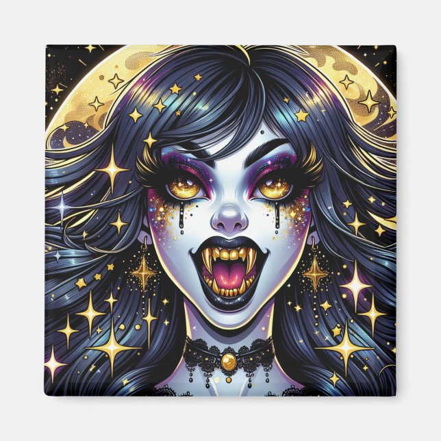 Comic Book Style Vampire Halloween-Party Magnet (Vorne)