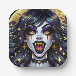 Comic Book Style Vampire Halloween-Party Pappteller