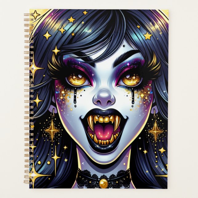 Comic Book Style Vampire Halloween-Party Planer (Vorderseite)
