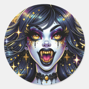 Comic Book Style Vampire Halloween-Party Runder Aufkleber